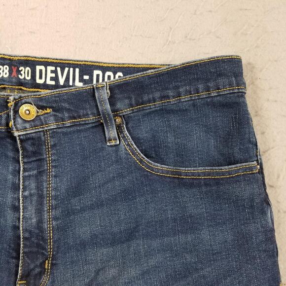 Devil-Dog Dungarees Jeans Mens 38x30 Blue Slim Fit Stretch Denim Five Pocket - Picture 4 of 14